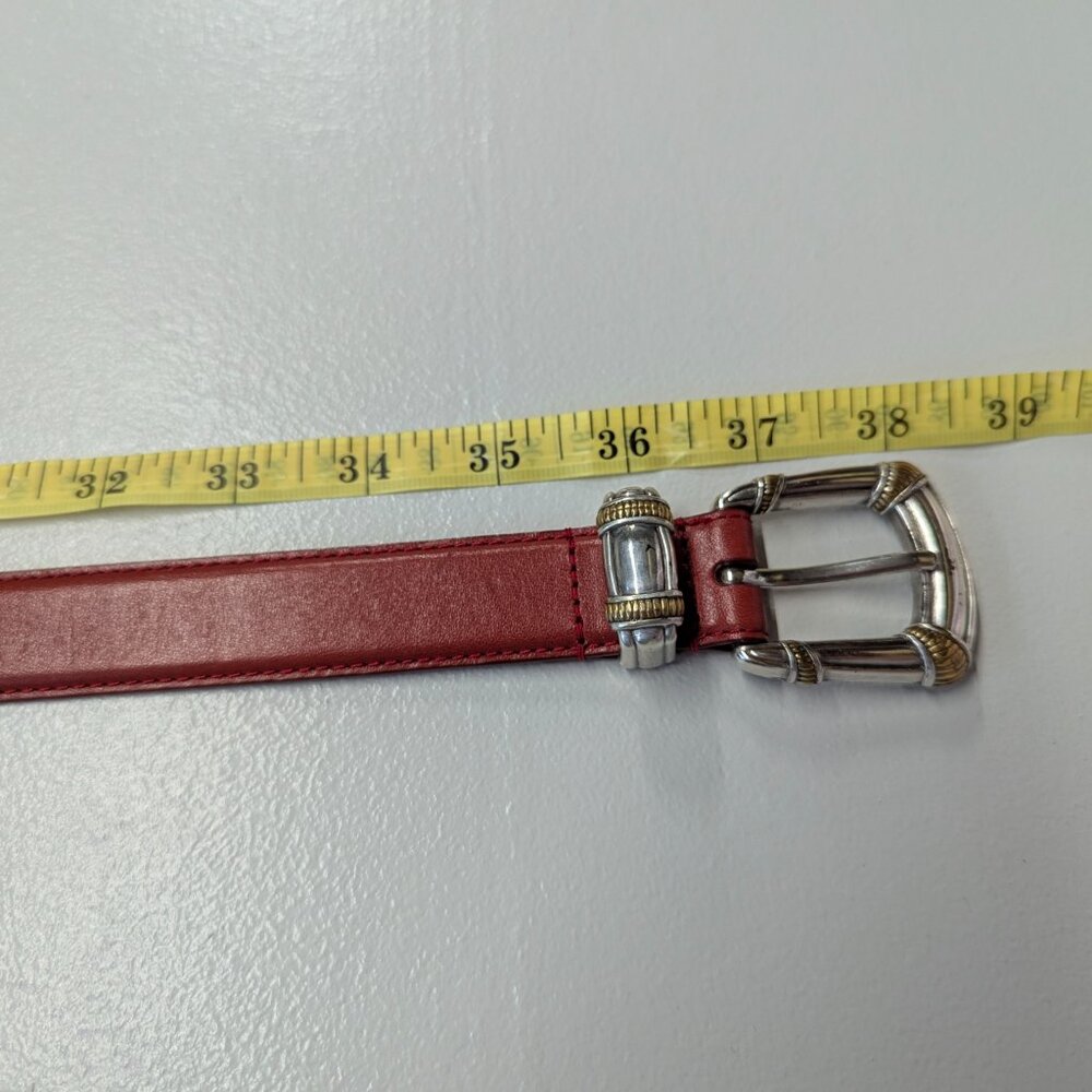 Fossil Red Size Medium 1" Wide Genuine Leather Belt With Silver Buckle - Picture 9 of 9
